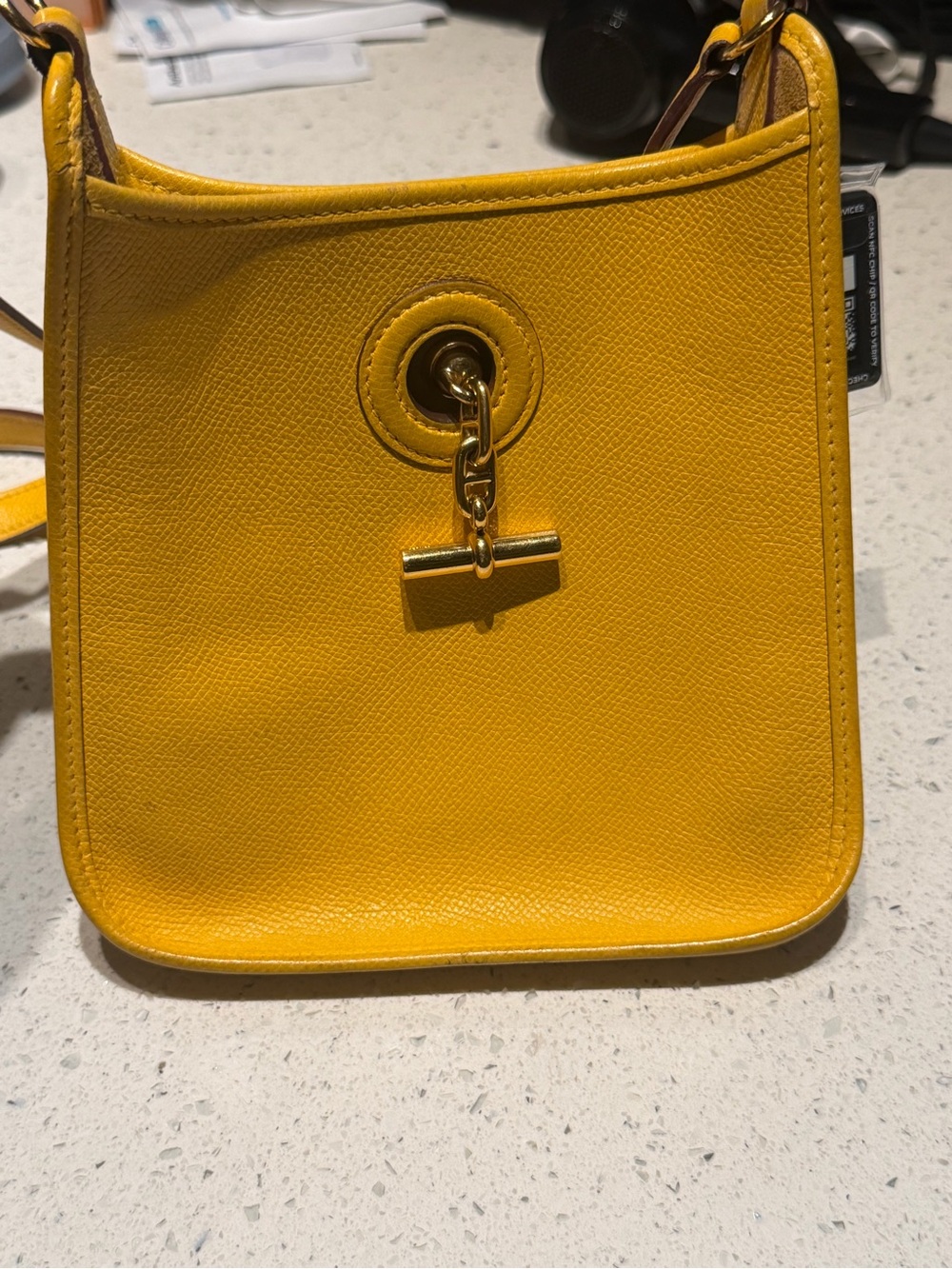 Hermes Vespa Yellow Leather Crossbody Bag with Gold Hardware